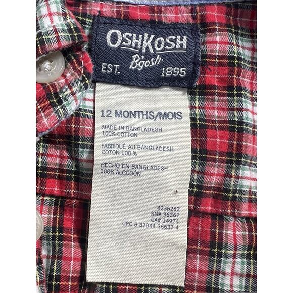 Oshkosh Button Up One Piece Baby Boys Size 12 Months Long Sleeve Collar Bodysuit - Picture 3 of 6